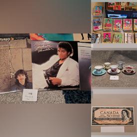 MaxSold Auction: This online auction features mirrors, portable AC unit, caning kit, sewing supplies, teacup/saucer sets, standing mixer, leather couch, small kitchen appliances, art pottery, coins, banknotes, jewelry, vinyl records, handmade baby clothes, sports trading cards, TV, laptop, and much, much, more!!