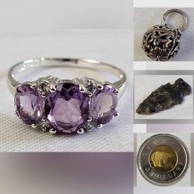 MaxSold Auction: This online auction features coins, sterling silver rings, Pandora bracelet, arrowheads, gemstone jewelry, stamps, vintage lighters, banknotes, Pokemon cards, watches, YuGiOh cards, WWII military items, and much, much, more!!