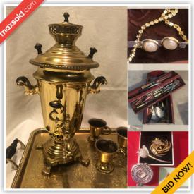 MaxSold Auction: This online auction includes original art, furniture such as wooden liquor cabinet, wooden desks, high chair and wrought iron set, books, home decor, costume jewelry, glassware, cookware, vinyl records, stamp collections, pocket watches, vintage lamps, linens, power tools, and much more!