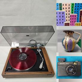 MaxSold Auction: This online auction features stereo components, vinyl records, tube radio, antique victrola, art pottery, Japanese woodblock prints, cameras, abstract paintings, wood masks, art glass, vintage brass, art books, board games, Group of Seven prints, and much, much, more!!