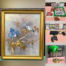 MaxSold Auction: This online auction includes vintage pottery, carved folk art sculptures, Royal Doulton and other china, vintage Depression glass, wall art, vintage Christmas decor, wood signs, ornate plant stand, mirrors, Mega Bloks, Husky tire inflator, Sony Playstation 2, Life and other magazines, jewelry, cat decor, vinyl records, miniature Delft tea set, vintage Kodak camera, crocheted linens, Le Creuset and more!