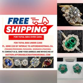MaxSold Auction: This online auction includes jewelry such as 14k diamond rings, sterling silver rings, earrings, pendants and bangles, cut stones such as star ruby, tourmaline, and opals, and more!