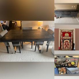 MaxSold Auction: This online auction includes furniture such as a dining table, chairs, cabinet, storage bench, Ikea sectional couch, double bedframe, dresser and others, books, artworks, seasonal decor, vases, electronics, decor, Weber BBQ grill, yard tools, patio rug, telescope and more!n