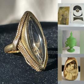 MaxSold Auction: This online auction features vintage watch, vintage jewelry, gold rings, jadeite, sterling Navajo rings, vintage chandelier crystals, ceramic jars, and much, much, more!!