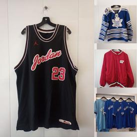 MaxSold Auction: This online auction features sports apparel such as Lebron James, Dwight Howard, Sidney Crosby, Brad Boyes, Canada Hockey, Tim Duncan, Mike Vick, Mahomes, Victor Cruz, Peyton Manning, New York Yankees, Blue Jays, Chelsea Football Club, Germany Fana Soccer, Maple Leafs, Green Bay Packers, and much, much, more!!