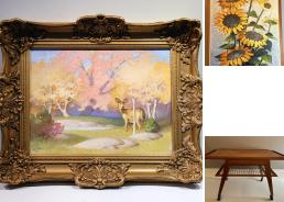 MaxSold Auction: This online auction includes a vintage teak trunk, MCM TV bar, cloisonne vase lamp, jewelry, accessories, wall art, coins, foo lions, vintage Ontario medals, vinyl records, MCM style mirror and more!