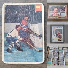 MaxSold Auction: This online auction includes toploader sleeves, trading cards featuring Nolan Ryan, Jackie Robinson, Shohei Ohtani, Ken Griffey Jr., Auston Matthews, Nick Robertson, Wayne Gretzky, Ulf Samuelsson, Scott Niedermayer, Martin Brodeur, Jaromir Jagr, Gordie Howe, Henri Richard, Alvin McDonald, Tim Horton and many more!