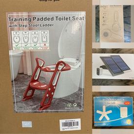 MaxSold Auction: This online auction includes a training padded toilet seat, LED bulb, lint remover, wall lantern, Goodyear retractable extension cord, dumbbell and more!