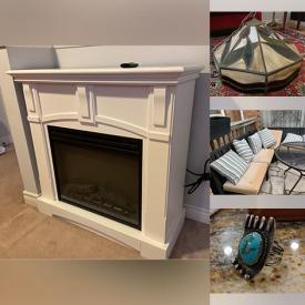 MaxSold Auction: This online auction features electric fireplace, area rug & runner, wood figurines, slag glass light, plant pots, electronic keyboard, office supplies, Bunnykins, decorative plates, small kitchen appliances, patio furniture, stained glass panel, planters, TVs, bar stools, dining table & chairs, and much, much, more!!