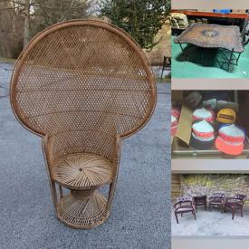 MaxSold Auction: This online auction includes MCM lamps, Wedgwood, NIB kitchenware, vintage pottery, vintage board games, antique decor, furniture such as vintage drafting table, vintage chairs, vinyl nailhead trim chairs, wicker chairs and Danish modern table, vintage dress form, and much more!