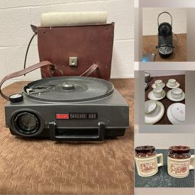 MaxSold Auction: This online auction includes furniture such as metal stools, chairs and others, Kodak slide projector, Olivetti typewriter, vintage Toy Story, Mr. Potato Head, kids board books, Nespresso machine, Limoges and Aynsley china, vintage MCM lamp, virtual reality headset, Otagiri butter dish, pottery, Conair steamer, vintage plush toys, soapstone carvings and much more!