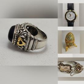 MaxSold Auction: This online auction includes jewelry such as rings, necklaces, watches and others, Backgammon, Balderdash and other board games, Playstation 1 console, teapots, jewelry boxes, vintage baseball cards, enamel gilt egg, vintage magazines and many more!