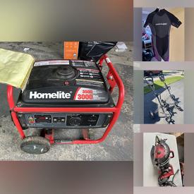 MaxSold Auction: This online auction features generator, wet suit, power tools, CD’s,  floor jack, faucet, office accessories, beer steins, briefcases, trail cam, and much, much, more!!