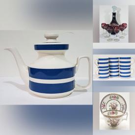 MaxSold Auction: This online auction features Staffordshire Ironstone dishware, decanter sets, art supplies, NIB fragrance diffusers, Copeland Spode china, area rugs, vintage ties, vintage estate jewelry, new men’s & women’s clothing, milk glass, art glass, perfume bottle, depression glass, amber glass, crystal figurines, and much, much, more!!