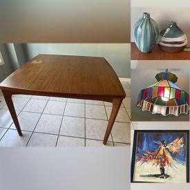 MaxSold Auction: This online auction includes MCM decor, Lladro figures, furniture such as teak dining table, teak sideboard, curio cabinets, vintage pine dresser and bunk beds, stamp collections, stained glass light fixtures, framed artwork, and much more!