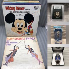MaxSold Auction: This online auction includes diecast cars, Effanbee Mohammad Ali figure, Baseball, Disney and other figures, Charles and Diana wall carpet, newspaper ephemera, coins, vinyl records, DVDs, books, board games, shoes, accessories, jewelry, clothing, decor, Craftsman and other tools, drumsticks, Bosun’s whistle, Playstation games, Monster High dolls and other toys, trading cards, bicycles and much more!