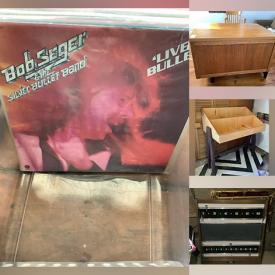 MaxSold Auction: This online auction includes comic books, furniture such as wood cabinet, antique chair, vintage desk, antique dresser, and harvest table, records, kitchenware, vintage projectors, carnival glass, vintage toys, costume jewelry and more!