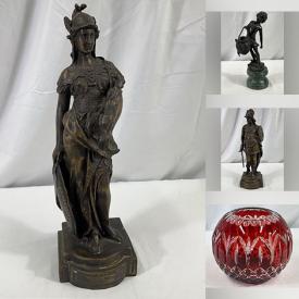 MaxSold Auction: This online auction includes vintage Chinese silk paintings, Utsuwa-No-Yakata bowl, lanterns, Delftware, vintage tray, milk glass, cutlery, Lenox, pottery, MCM monkey pod serving bowls, Lefton china figurines, crystals, bronze sculptures, crystal, art glass, jewelry and more!