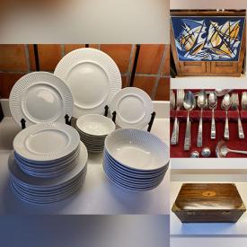 MaxSold Auction: This online auction features MCM needlepoint, MCM ashtray, MC bar server, vintage Pyrex, MCM glassware, vintage miniature brass pieces, decanters, art glass, Portmeirion, bunnykins, silk scarves, upholstery fabric, and much, much, more!!!