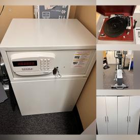 MaxSold Auction: This online auction includes furniture such as storage cabinets, office chairs, desk, conference table, bookcases and others, Kenmore microwave, refrigerator, stereo system, Reebok elliptical machine, USB turntable, WinBook security system, Mesa electronic safe, Hoover carpet cleaner, wall art, lamps and more!