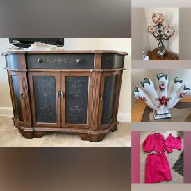 MaxSold Auction: This online auction features hanging lamp chandelier, accent chest, cherub lamps, small kitchen appliances, decanters, Fenton glass, McCoy tea set, stereo components, vinyl records, cookie jar, DVDs, costume jewelry, outerwear, women’s shoes & clothing, dolls, sewing supplies, and much, much, more!!