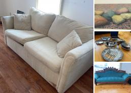 MaxSold Auction: This online auction includes sterling silver jewelry, original art, furniture such as side tables, queen-size bed, sofa bed, leather recliner, and shelving units, vintage clothing, stair lift, Royal Doulton, small kitchen appliances, power tools, lumber, basketball net, and much more!