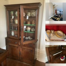 MaxSold Auction: This online auction includes furniture such as a dining table, chairs, washstand, bed frames, dressers, patio furniture, fire pit, cabinets, sofa, buffet and hutch, desk, dry sink, drop leaf table and others, kitchenware, small kitchen appliances, Wedgwood and other china, artworks, CDs, tools, linens, lamps, boxes, Nordic Flex exercise machine, office supplies, electronics, toys, seasonal decor, skates, vintage mason jars, lamps, BBQ grill, garden supplies, Kingston souvenir ornaments, sports equipment, clocks, piano and many more!