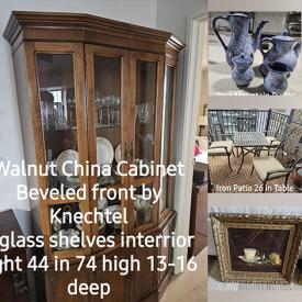 MaxSold Auction: This online auction includes Portmeirion and other pottery, Waterford crystal, Kitchenaid mixer, Corningware, mirrors, artworks, furniture such as a rocking chair, coffee table, mahogany buffet, china cabinet and more!