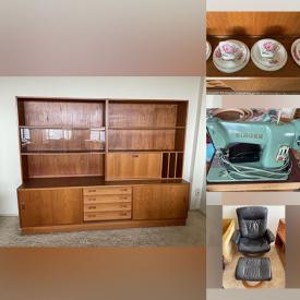 MaxSold Auction: This online auction features wood shelving unit, entertainment/display cabinet, teacup/saucer sets, sewing machine, leather chair & ottoman, and much, much, more!!