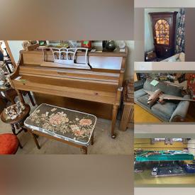 MaxSold Auction: This online auction includes furniture such as a china cabinet, curio cabinet, shelving units, Ping-pong table, sofa, bed frames, tables, chairs and others, Coca-Cola decor, frames, Baccarat, Mason and Risch piano, Hummel figures, autoharp, wall art, Limoges, Moorcroft decor, Wedgwood, Royal Doulton figures, Star Wars glassware, kitchenware, small kitchen appliances, refrigerator, Samsung stove, electronics, magazines, books, clothing, accessories, lamps, vinyl records, Hoganas pottery, Royal Family memorabilia, model airplanes, BBQ grill, rugs,  and many more!