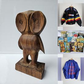 MaxSold Auction: This online auction includes a vintage Nascar jacket, Patagonia windbreaker and other clothing, rocking chair, vintage African masks, trading cards, vintage Tintin books, vintage gumball machine, hand carved owl and more!