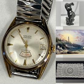 MaxSold Auction: This online auction features vintage amethyst glass, art glass, coins, Lisa Jenks S & P shakers, vintage watch, Chinese embroidery, stone sculpture, stamps, Thomas Kincade painting, Michael Sharinski lithograph, and more!!