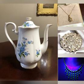 MaxSold Auction: This online auction includes 18k gold, 925 sterling, brooches and signed jewelry, Limoges, home decor, Murano glass, ceramics, vintage chairs, and much more!