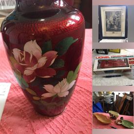 MaxSold Auction: This online auction features tea sets, Hummel plates, Haviland Limoges china, art glass, decanters, costume jewelry, Lionel train cars, vintage piano rolls, vintage table lamps, Roseville bowl, Franciscan ware, creamer collection, collector plates, and much, much, more!!