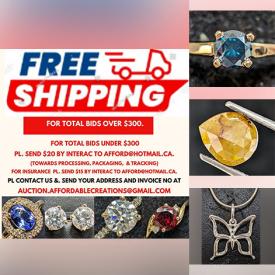MaxSold Auction: This online auction features diamond rings, amethyst pendant silver jewelry, fashion jewelry, pearl earrings, silver beads, and loose gemstones such as diamonds, moissanite, aquamarines, amethyst, labradorite, rose quartz, sapphires, citrines, emeralds, opals, zircons, and much, much, more!!