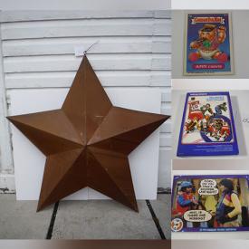 MaxSold Auction: This online auction features sports collectibles, sports trading cards, antique grate, vintage steins, Coca-Cola collectibles, vintage video games, metal wall art, garden art, vintage Garbage Pail Kids cards, Avon collector bottles, vehicle logos, Peanuts collectibles, Star Wars collectibles, and much, much, more!!!