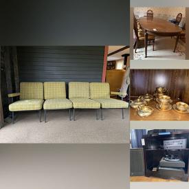 MaxSold Auction: This online auction includes Bose home theater, fine china, furniture such as MCM modular sofas, barrister bookcase, Ethan Allen hutch, leatherette loveseat, kitchen table with chairs, executive desk, armchairs, and Drexel armoire, glassware, small kitchen appliances, DVDs, lamps, wine chiller fridge, signed paintings, home decor, planters, and much, much more!