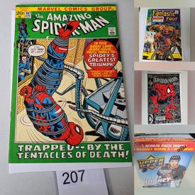 MaxSold Auction: This online auction includes comic books featuring Star Wars, Fantastic Four, Silk, X-Men, Spiderman and others, trading cards featuring Michael Jordan, Patrick Mahomes, Julio Rodriguez, Mickey Mantle, Derek Jeter, Lebron James, Tom Brady, Auston Matthews, Shohei Ohtani and many more!