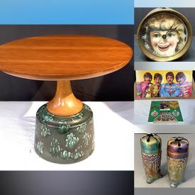 MaxSold Auction: This online auction features original watercolors, James Homes photographs, leather bags, costume jewelry,  vintage ceramic masks, antique daguerreotypes, antique Magic Lantern slides, art glass, vintage Asian porcelain, decorative plates, art pottery, cranberry glass, vintage cloisonne, S & P shakers, Fenton glass, Laserdisc collection, cameras, barristers bookcase, Burmese carved wood chair, and much, much, more!!!