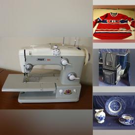 MaxSold Auction: This online auction includes china, Depression glass, brassware, jewelry, accessories, cutting tools, artworks, picture frames, vintage typewriters, Pfaff sewing machine, antique paperweight, walnut clock shelf, coins, banknotes, Montreal Canadiens jersey and much more!