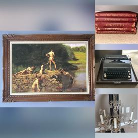 MaxSold Auction: This online auction features vinyl records, sake set, decanter, vintage books, blue & white china, vintage brass & milk glass lamp, vintage crystal chandeliers, speakers, bike, gold jewelry, and much, much, more!!!