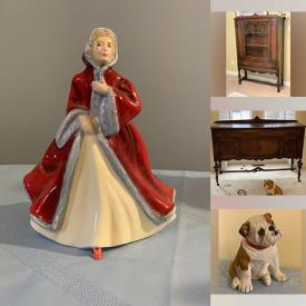 MaxSold Auction: This online auction includes furniture such as a china cabinet, buffet, end tables, bed frame and others, Mikasa, Royal Winton and other china, pinwheel crystal, Cranberry glass and other glassware, faux floral arrangements, Royal Doulton and other figures, lamps, Catherine Karnes decor, kitchenware, small kitchen appliances, stuffed toys, fire safe, vintage cameras, linens, clothing, accessories, home health aids and much more!