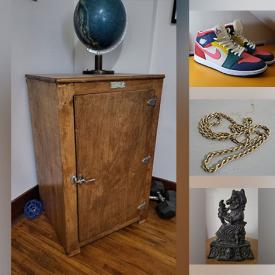 MaxSold Auction: This online auction includes uranium glass, men’s clothing, antique Tonka, barn beams, furniture such as antique ice box, vintage desk, high back chair, and  nfootwear, sports trading cards, home decor, original art, vintage Pyrex, costume jewelry, and more!