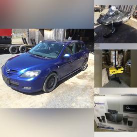 MaxSold Auction: This online auction includes a 2008 Mazda 3 hatchback, 2009 Ski Doo MX8, headlight aimer, Paccar air filters, steel wheels, tires, hubcaps, disposable coveralls, N95 masks, RC boats, Ikon projector, fishing poles, showerhead, Ford F250 transmission and other car parts, Ashley LED chandelier, home theater system and much more!