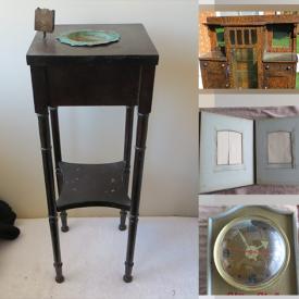 MaxSold Auction: This online auction includes furniture such as a side table, chest, antique sideboard, stools and others, antique clothes ringer, books, silverware, magazines, clocks, bottles, jewelry, snow sled, wall art, toys, vintage canisters, kitchenware, clothing, electronics, vintage telephone and much more!