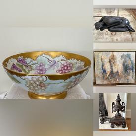 MaxSold Auction: This online auction features Evesham dishes, antique water pitcher, wrought iron fireplace screen, brass andirons, lucite bench, decorative pillows, and much, much, more!!