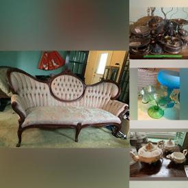 MaxSold Auction: This online auction includes antique stereoscopes, Aynsley, Coalport, furniture such as side tables, antique chairs, chaise lounge, and hall tree, craft supplies, lamps, milk glass, vintage clothing, stair lift, small appliances, sewing machines, yard tools and much more!