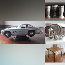 MaxSold Auction: This online auction includes vintage model cars,  home decor, glassware, Hummel, Royal Doulton, books, vinyl records, linens, silverplate, vintage teak table, kitchenware, men’s clothing, Insignia TV, beer steins, Sony turntable, and much more!