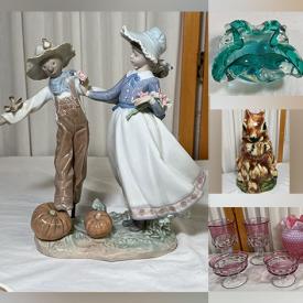 MaxSold Auction: This online auction includes Ruby and other colored glassware, artworks, trinket boxes, Star Trek Micro Machines, vintage toys, vintage paper dolls, vases, cat cookie jar, Lladro, vintage rolling horse, books, Murano glass, pottery, pottery, John Wayne poster and more!
