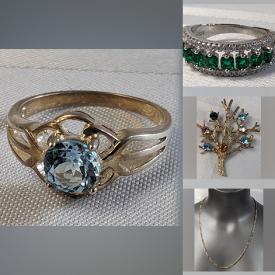 MaxSold Auction: This online auction includes jewelry such as sterling silver topaz ring, pearl earrings, MCM designer earrings, sterling silver brooches, vintage rings, sterling silver bracelets, antique pendants, Murano art glass necklace, collector coins and more!